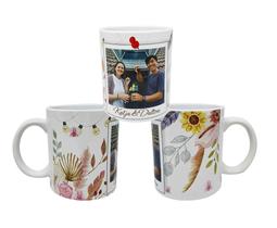 Caneca Branca Personalizada Aquarela Floral Flores Fotos