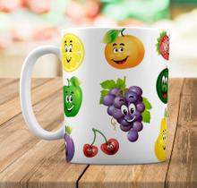 Caneca Branca Personalizada Frutas Felizes