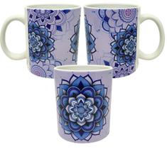Caneca Branca Personalizada Mandala Psicodélico Roxo