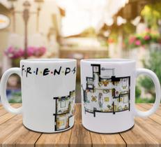 Caneca Branca Personalizada Planta Prédio Seriado Friends