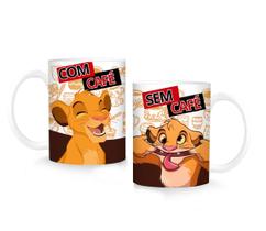 caneca branca personalizada rei leão Simba com cafe sem cafe 325ml porcelana caneca branca personalizada rei leão Simba com cafe sem cafe 325ml porcelana
