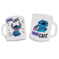 Caneca Branca Personalizada Stitch Sem Café / Com Café + Caixinha