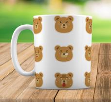 Caneca Branca Personalizado Emoji Urso