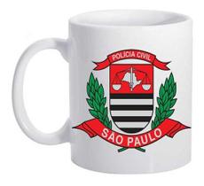 Caneca Branca Policia Civil São Paulo Logo Brasão Caneca Branca Policia Civil São Paulo Logo Brasão