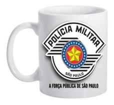 Caneca Branca Policia Militar Brasão Essd Força E Honra