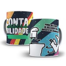 Caneca Branca Porcelana Flork Profissão Contabilidade 1 Unidade 325ml + Caixinha