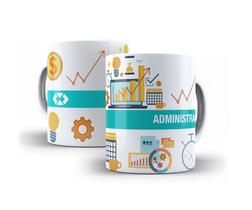 Caneca Branca Porcelana Profissão Administração ADM 325ml + Caixinha