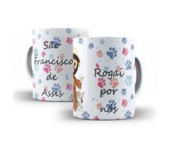 Caneca Branca Porcelana São Francisco de Assis + Caixinha