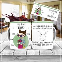 Caneca Branca Porcelana Signo Touro + Caixinha Caneca Branca Porcelana Signo Touro + Caixinha