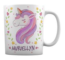 Caneca Branca Unicórnio Feliz Personalizado