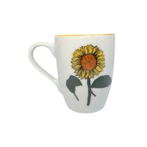 Caneca Branco Amarelo dicionario girassol Cerâmica Decorativa Flor Floral Presente Xicara Cerâmica