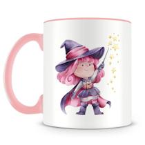 Caneca Bruxinha Personalizada para o Dia das Bruxas - Porcelana Rosa