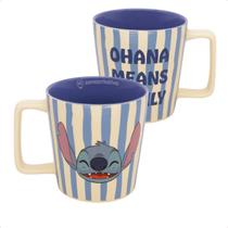 Caneca Buck Stitch Listrado Disney 400ml em Cerâmica com Design Exclusivo e Detalhes Incríveis