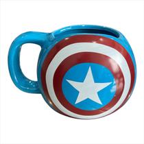 Caneca Café, Chá Chocolate Quente Capitao America Ceramica Azul 450ml Mesa Posta