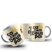 Caneca Café Com Deus Pai 325ml Cerâmica Cristã Evangélica