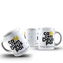Caneca Café Com Deus Pai 325ml Cerâmica Cristã Evangélica