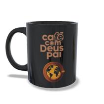 Caneca Café com Deus Pai Lançamento - Toda Preta