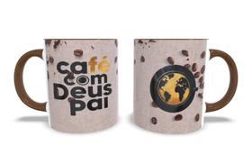 Caneca Café Com Deus Pai Porcelana 325ml + Caixinha