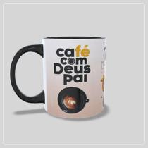 Caneca Café com Deus Pai - Tudo vem no tempo certo - Preto