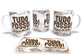 Caneca Café com Flork Porcelana Premium, Estampa Engraçada