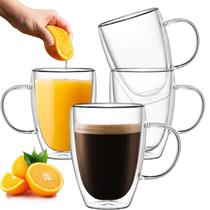 Caneca Café Vidro Duplo 350ml Kit 4 Unidades