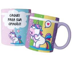 Caneca caguei para sua opinião presente unicórnio divertido