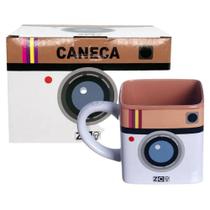 Caneca Câmera Lente Cubo 3D Quadrada Cerâmica Especial 300ML - Zona Criativa