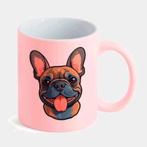 Caneca Candy Rosa de Porcelana 325ML BULLDOG FRANCES LINGUA