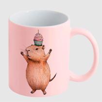 Caneca Candy Rosa de Porcelana 325ML CAPIVARA CUPCAKE BOLINHO 3