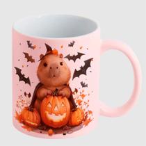 Caneca Candy Rosa de Porcelana 325ML CAPIVARA HALLOWEEN 17