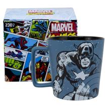 Caneca Capitão América Cerâmica Azul 400 Ml Oficial Marvel