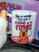 Caneca Capivara Fitness, Divertida, meme, academia - Hoje eu acordei com uma vontade de ser Fytines