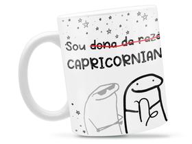 Caneca Capricorniana Flork Signo Divertida Porcelana Xícara 325ml + Caixa Presente