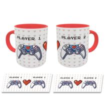 Caneca Casal Controle Player 1 e 2 Presente Namorados Geek Caneca Casal Controle Player 1 e 2 Presente Namorados Geek