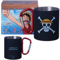 Caneca Caveira Chapéu Palha Aço Inox Com Mosquetão Oficial One Piece