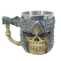 Caneca Caveira Cz01L2 Gladiador Aço Inox 3D Medieval 400 Ml