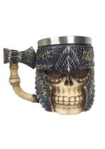 Caneca Caveira Guerreiro Viking Machado Medieval Inox Chopp