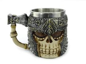 Caneca Caveira Medieval 400Ml Com Alça De Machado