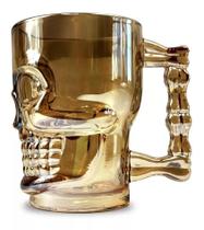 Caneca Caveira Rose Gold Vidro 450ml