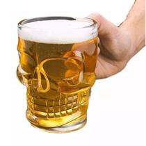 Caneca Caveira Vidro para cerveja e chopp com alça rock