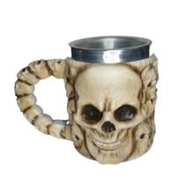 Caneca Caveira Vikings Copo Aço Inox 3d Medieval Crânios