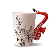 Caneca Ceramic Music Note com alça de saxofone, capacidade de 350 ml Caneca Ceramic Music Note com alça de saxofone, capacidade de 350 ml