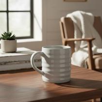 Caneca Cerâmica 210ml Ondas Glossy Café Espresso Chá Moderna Cor:Branco Caneca Cerâmica 210ml Ondas Glossy Café Espresso Chá Moderna Cor:Branco