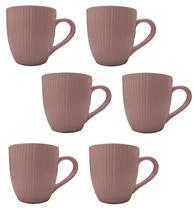 CANECA CERÂMICA 220ml STRIPES LYOR ROSA CLARO - KIT C/6un CANECA CERÂMICA 220ml STRIPES LYOR ROSA CLARO - KIT C/6un