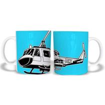 Caneca Cerâmica 325ML Helicóptero azul Army