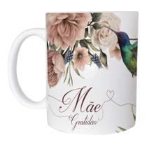 Caneca Cerâmica 325ML Mãe Gratidão Floral Nude