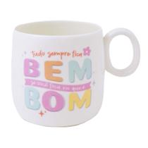 Caneca Cerâmica 340Ml - Frases Cores E Amores Bem Bom