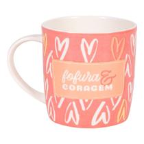 Caneca ceramica 400ml frase fofura e coragem uatt