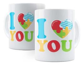 Caneca Cerâmica Autismo I Love You Peças Coloridas 2367