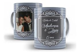 Caneca Cerâmica Bodas Cristal Foto Nome Presente Data 7184